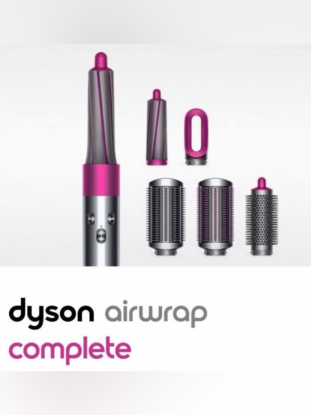 COMPLETE Dyson Multi-Tool Hair Styler Set in Silver and Magenta with Tan Case - Picture 3 of 16